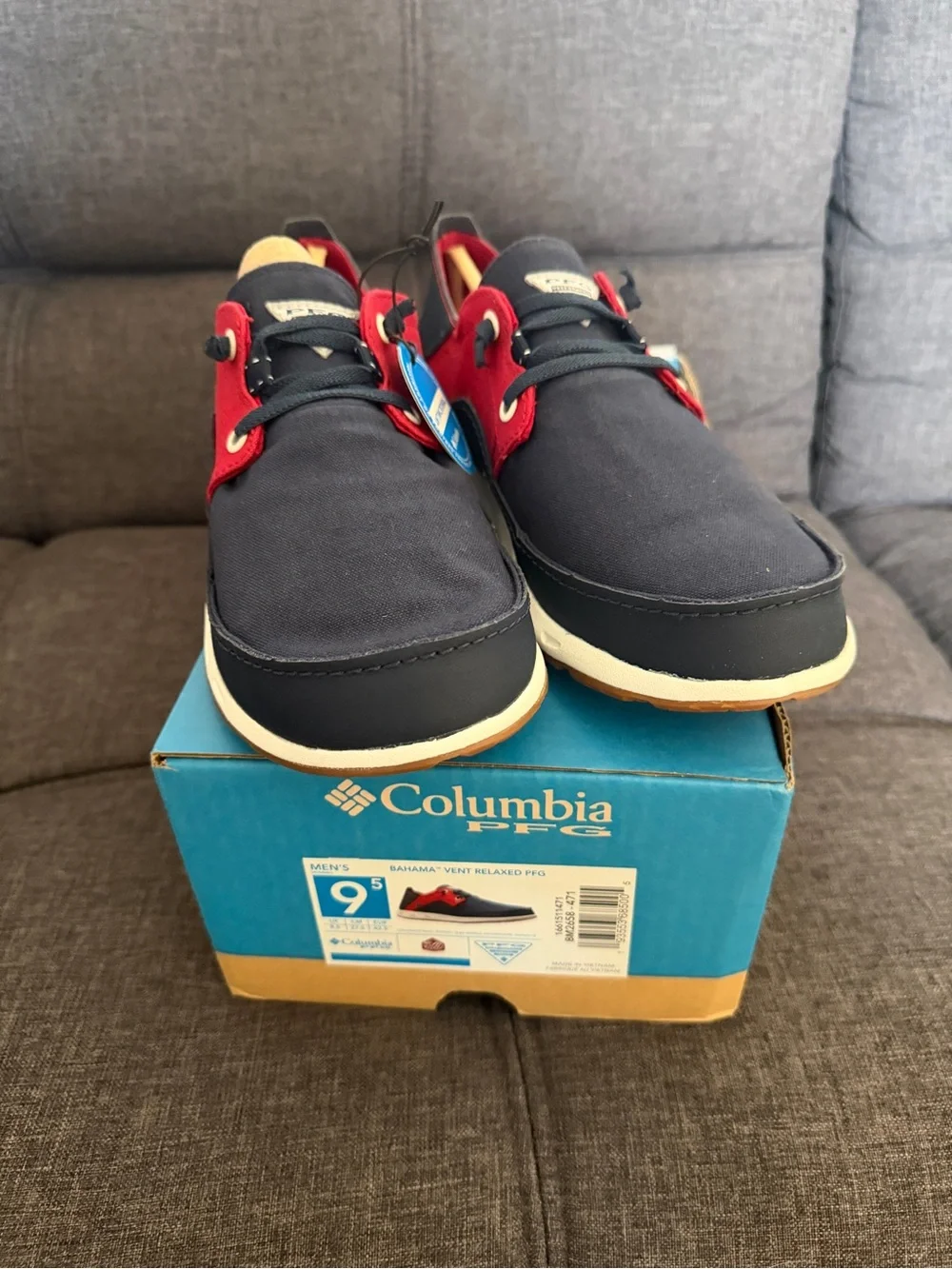 Men's Navy and Red Casual Boat Shoes